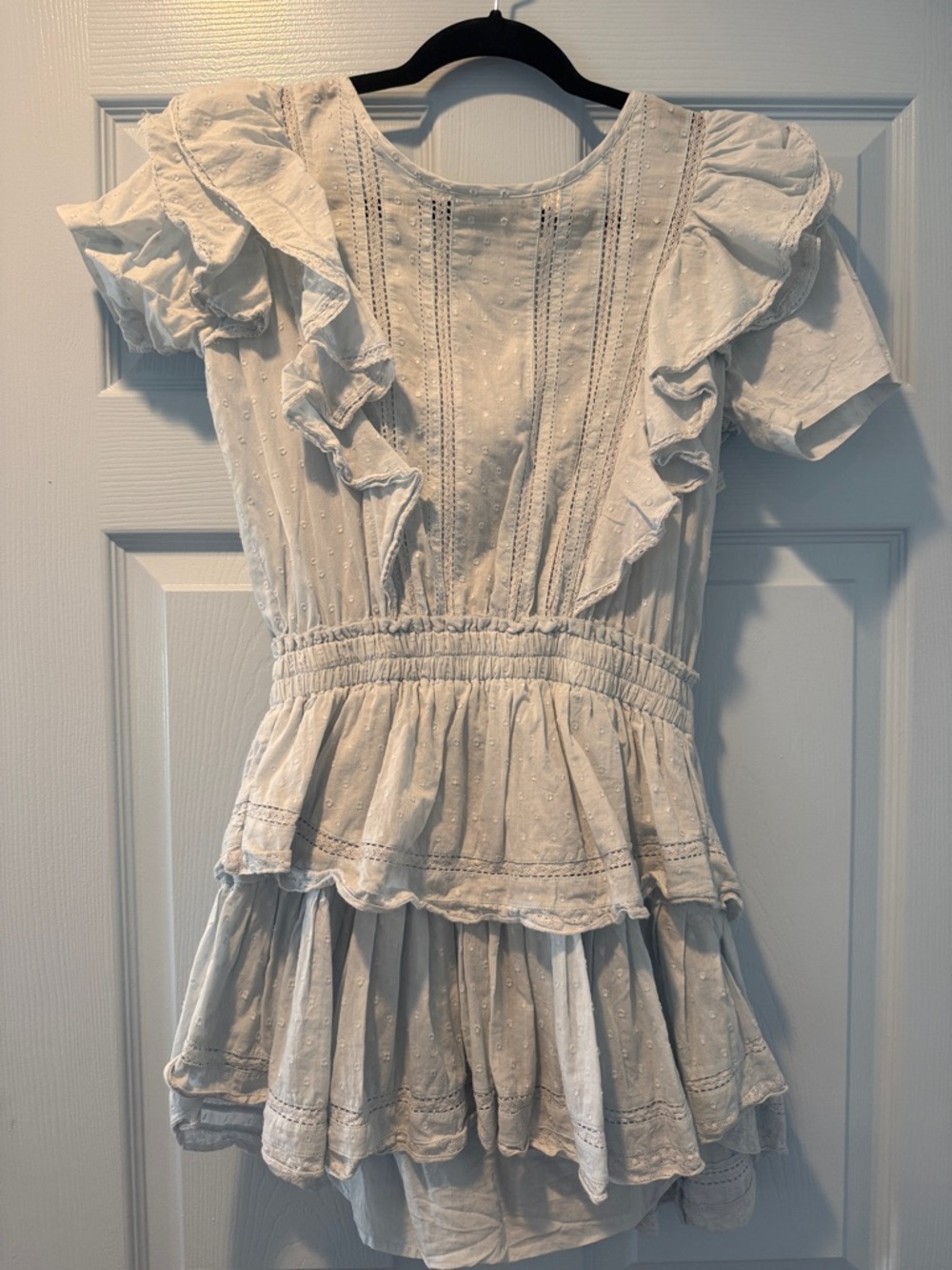 LoveShackFancy Natasha Blue Ruffle Mini Dress